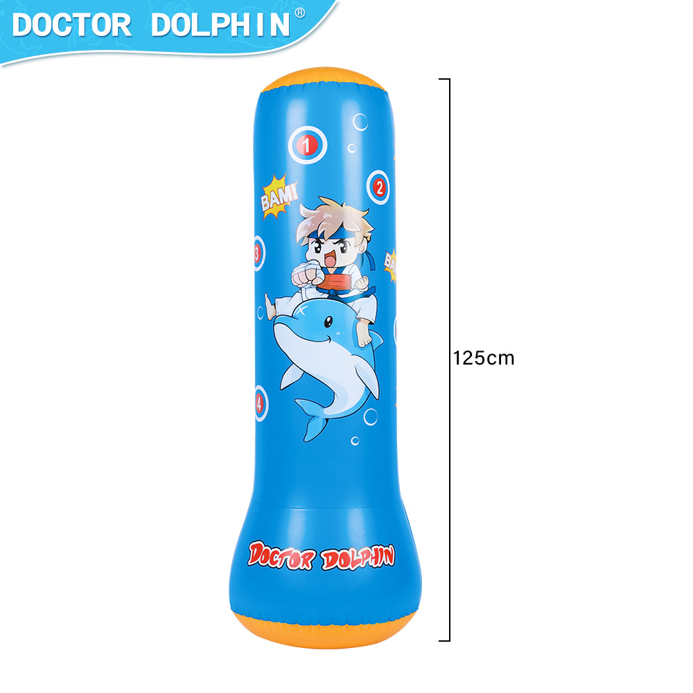 Doctor Dolphin | Columna de boxeo inflable para niños 125cm Columna de boxeo para niños Vaso vertical cilíndrico