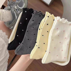 女性用耳介水玉パイルソックス、インズトレンドコットンソックス、春秋バレエ風サマーロングソックス