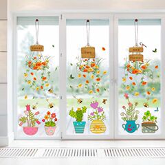ガラスのステッカーの窓は窓の花の紙を貼って小清新な小学校の教室のクラスの文化を飾ります。