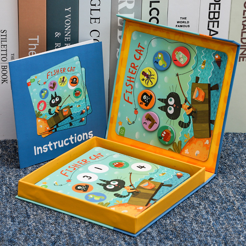 Niños de madera vertical magnetismo en T crucigrama digital animal de iluminación marina rompecabezas geométrico educación temprana juguetes educativos