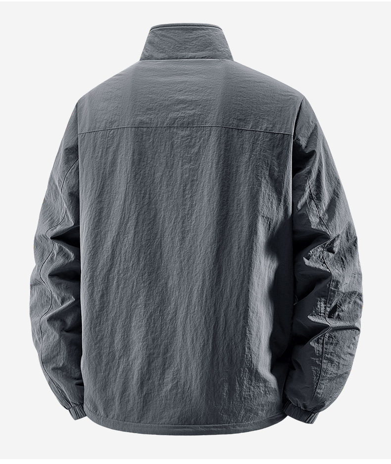 Giacca antivento reversibile da uomo con fodera in pile - Capospalla invernale da 450 g, stile executive, doppio uso (nero, cachi, grigio scuro, blu navy)_voghion.com