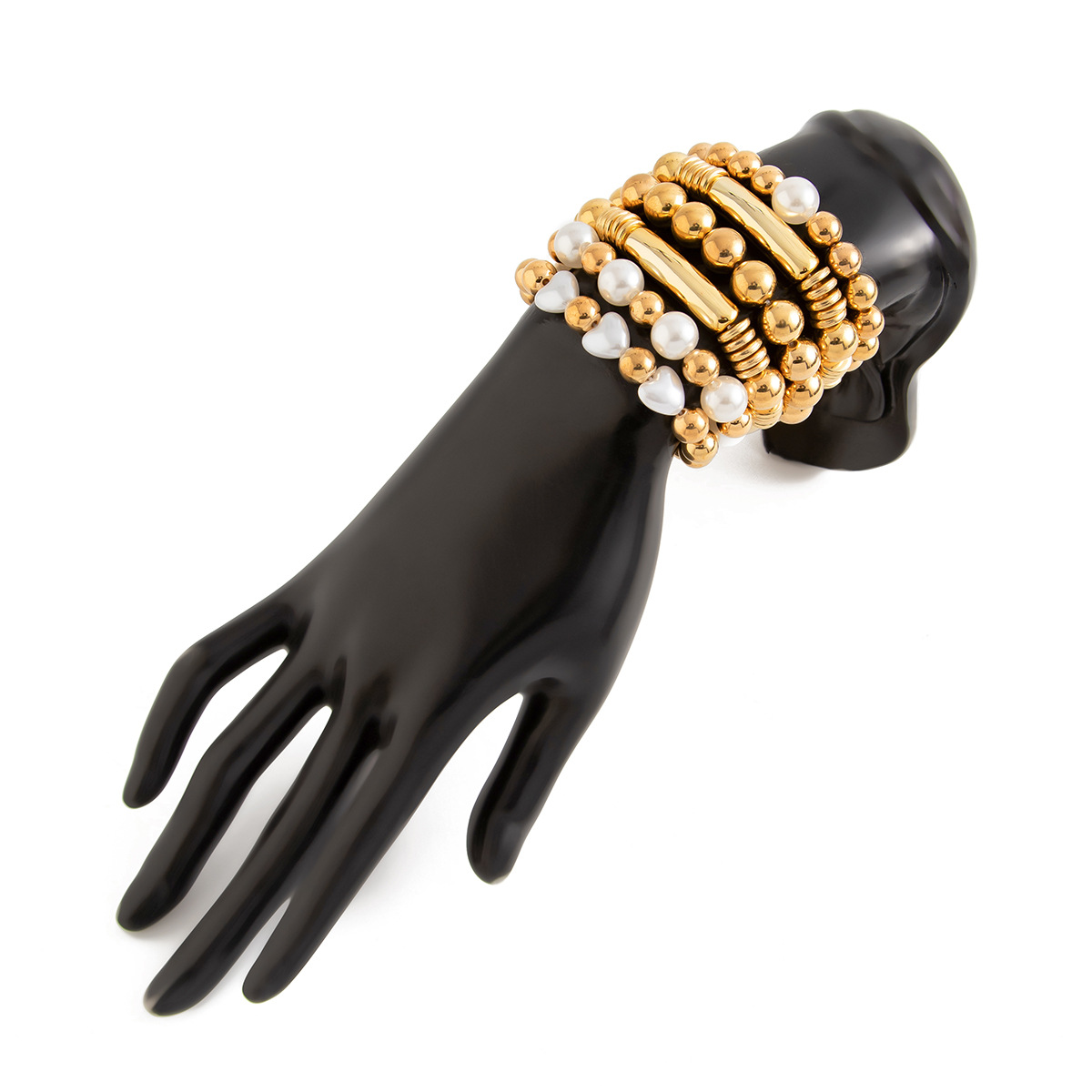 25g Weight Alloy, Copper Pendant Material Bracelets Classification CCB Chain Material Beaded Chain Chain Type 1 Set Quantity Street Occasion CCB, Alloy, Copper Material Heart Shape Pattern Women's Gender Exaggerated, Streetwear Style Exaggerated Streetwear Heart Shape CCB Alloy Copper Beaded Chain Beaded Bracelets Wholesale 53