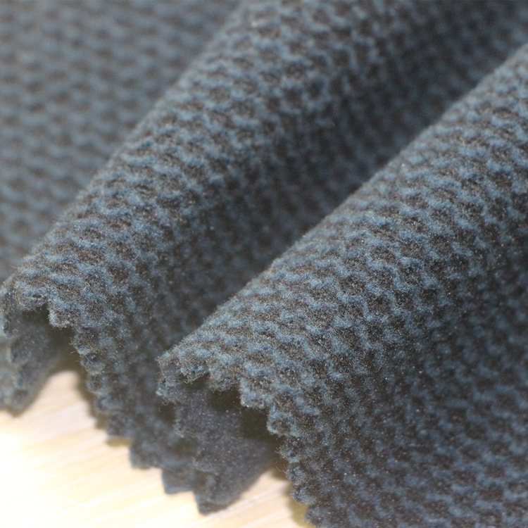 提花足球格粗针摇粒绒布针织纬编黑丝蜂巢粗针布双刷单摇粒绒布料