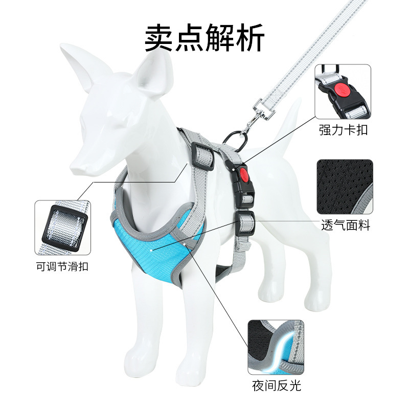 Nueva correa para el pecho del animal doméstico a prueba de explosiones de perforación Big Dog pecho trasero reflectante de cercanías correa de perro cuerda de perro