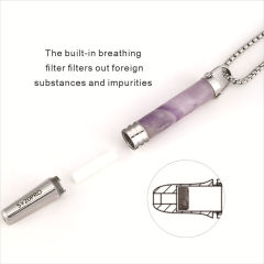扁嘴呼吸抵抗トレーニングネックレス 天然石丸管 内蔵綿芯 呼吸習慣 瞑想 ストレス軽減 アクセサリー