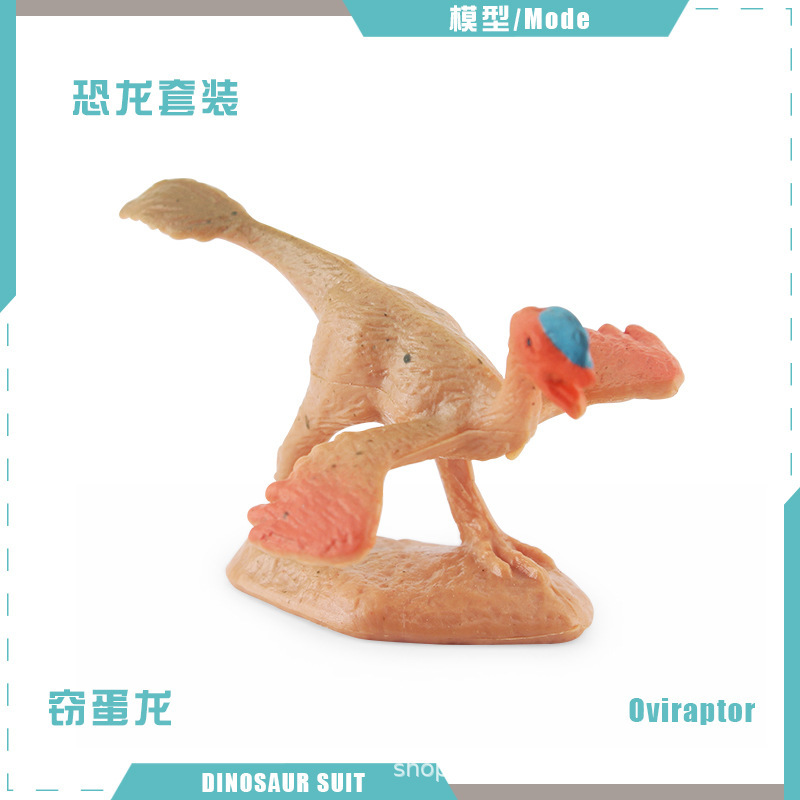Modelos realistas de mini dinosaurios jurásicos transfronterizos: figuras de pterodáctilo, estegosaurio, parasaurolophus, velociraptor, therizinosaurus, ornithoraptor.