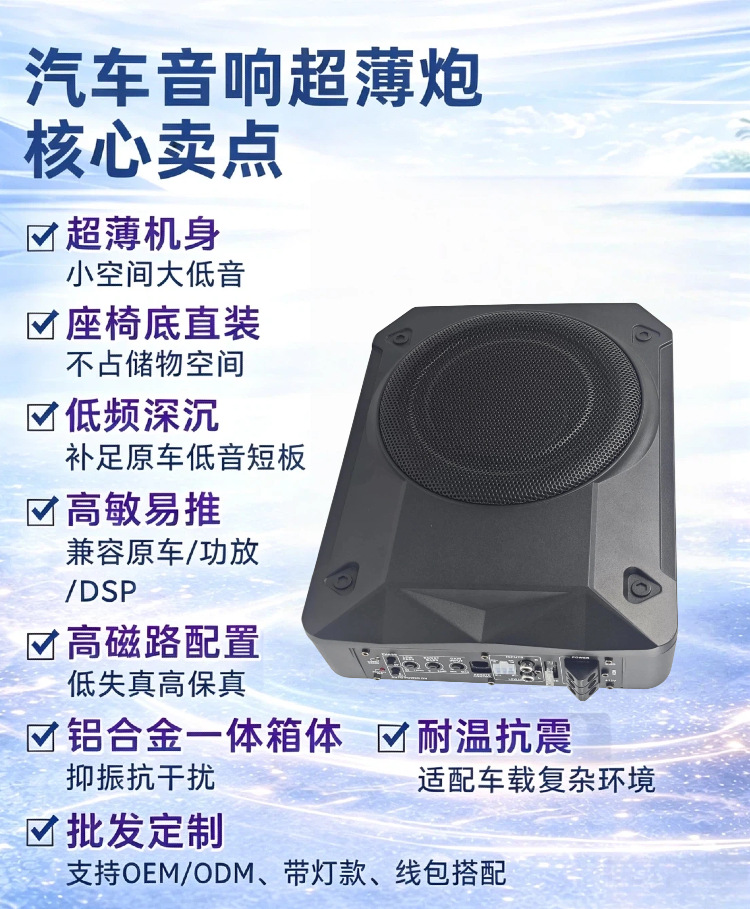 Source Factory Car Subwoofer 10inch Ultra-Thin Active Under-Seat Pure Bass Car Audio Modification Wholesale