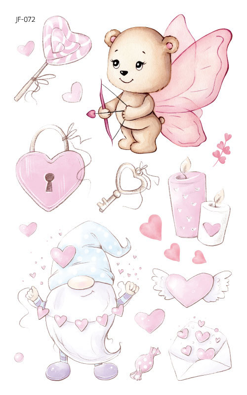 Nuevo Amazon impermeable brillo lindo Día de San Valentín tatuaje pegatinas niños oso vacaciones regalo tatuaje pegatinas