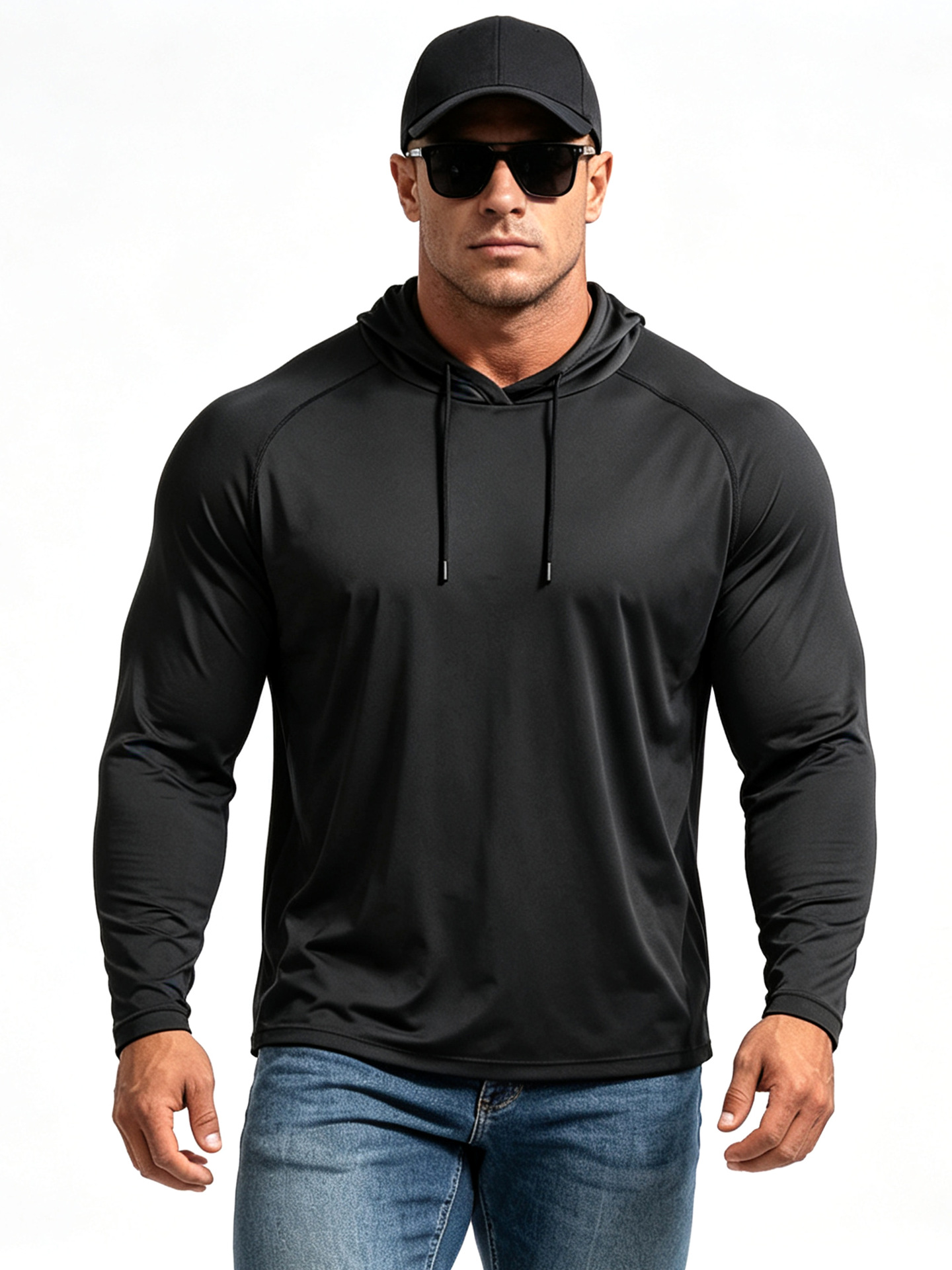 Ropa de protección solar para hombres con capucha de manga larga fitness deportes al aire libre pesca superior de secado rápido correr Otoño e Invierno ropa de entrenamiento de baloncesto