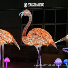 新款仿真动物火烈鸟花灯节日节庆变色彩灯工艺品景区公园灯会展览