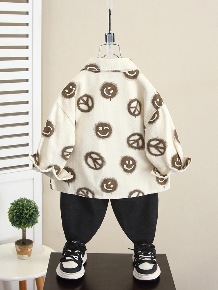 6222 Camisa de manga larga coreana de otoño para niños 2025 nueva chaqueta de camisa de primavera y otoño para bebés ropa para niños