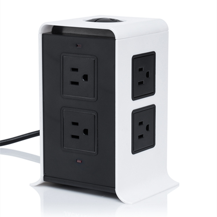厂家新款JW501美规排插专用孔带USB防雷插座10A2米8孔立式插座