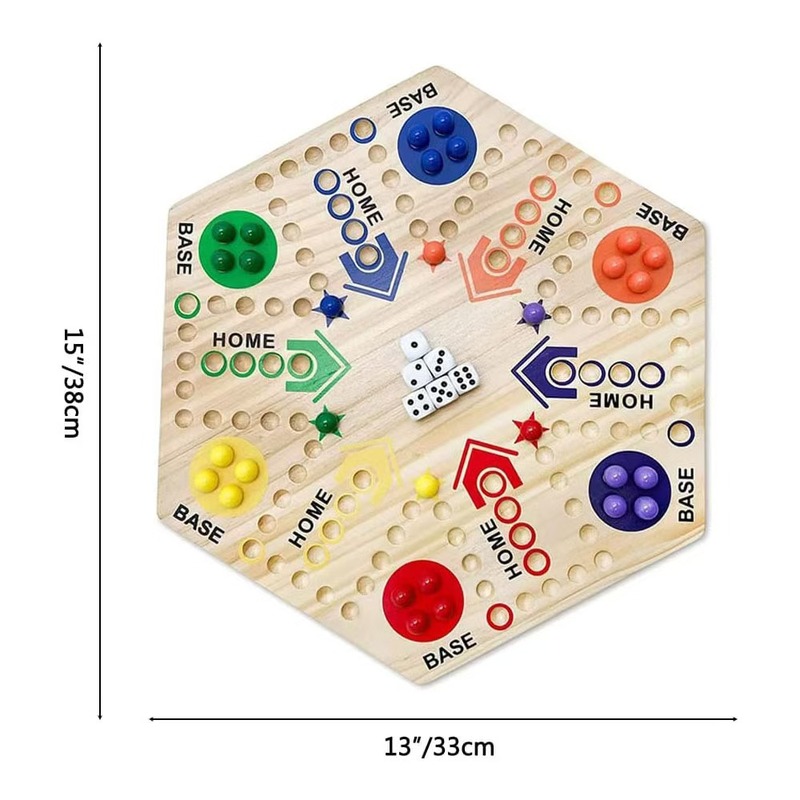 木质双面棋盘游戏飞行棋4人6人轨道棋盘派对游戏木质益智游戏玩具|undefined