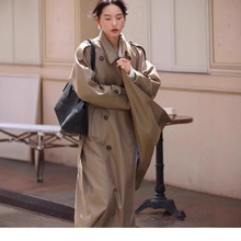 2025年春新款今年流行素舶JI典斜纹立体廓形翻领中长款风衣外套女