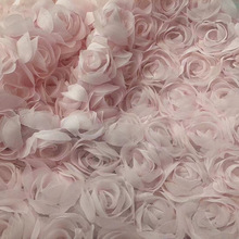 新款高档网纱立体大玫瑰绣花 蕾丝花边面料 刺绣家纺礼服布艺布料