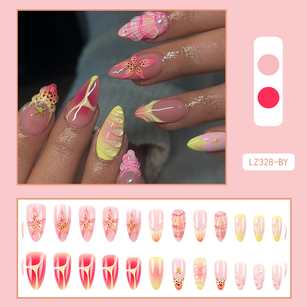 Uñas postizas 3D estéreo blanqueadoras, muy vendidas, piezas de arte de uñas portátiles transfronterizas, pegatinas de uñas sencillas con un toque de alta gama, venta al por mayor