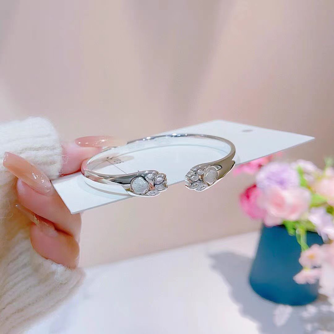 Bendito garra de gato, paz, alegría, pulsera, temperamento de nicho, diseño simple, sentido avanzado, todo fósforo, pulsera de apertura diaria, mujer