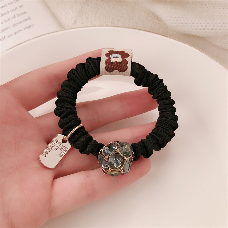 Luz lujosa cuerda de cabello mujer diamante de alta elasticidad y duradero anillo de cabello intestino delgado no daña el cabello cabeza de banda de goma adornamiento para el cabello