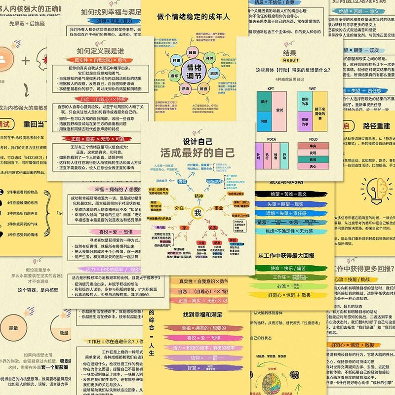 48张成长小计划心理学贴纸手账素材自粘贴diy装饰手机壳贴画|undefined
