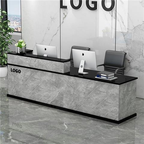 カウンターレジ会社のフロント受付店の小型レジデスクのクリーニング店のカウンターはシンプルで現代的です。|undefined