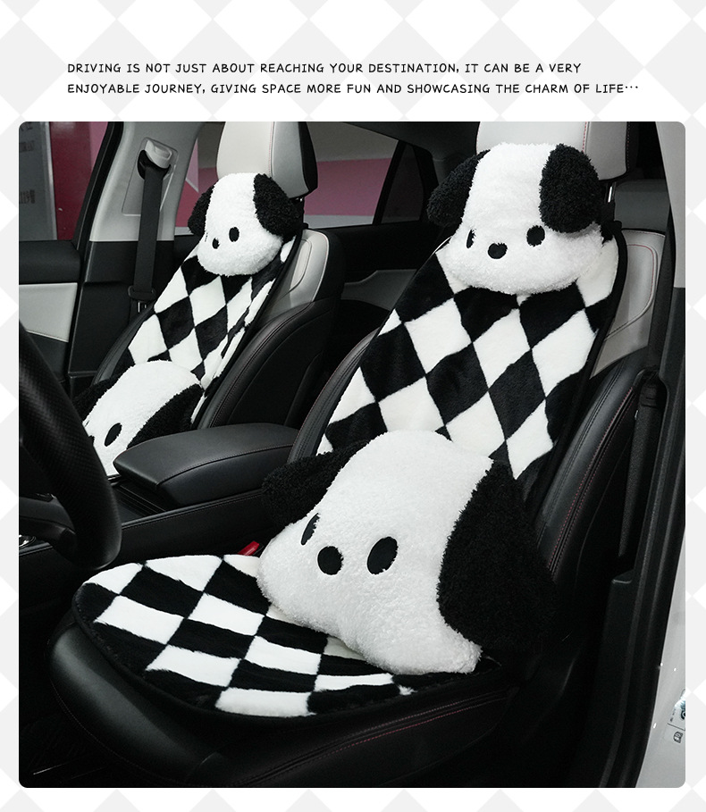 Blue Rain Car Seat Cushion Winter Simple Diamond Pattern Car Seat Cover Plush Warm Comfortable Anti-Freeze Car Seat Cover