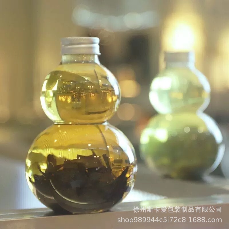 500ml gourd bottle cold extraction tea cold tea bottle with tea leak disposable food grade PET plastic bottle 500ml gourd bottle cold extraction tea cold tea bottle with tea leak disposable food grade PET plastic bottle