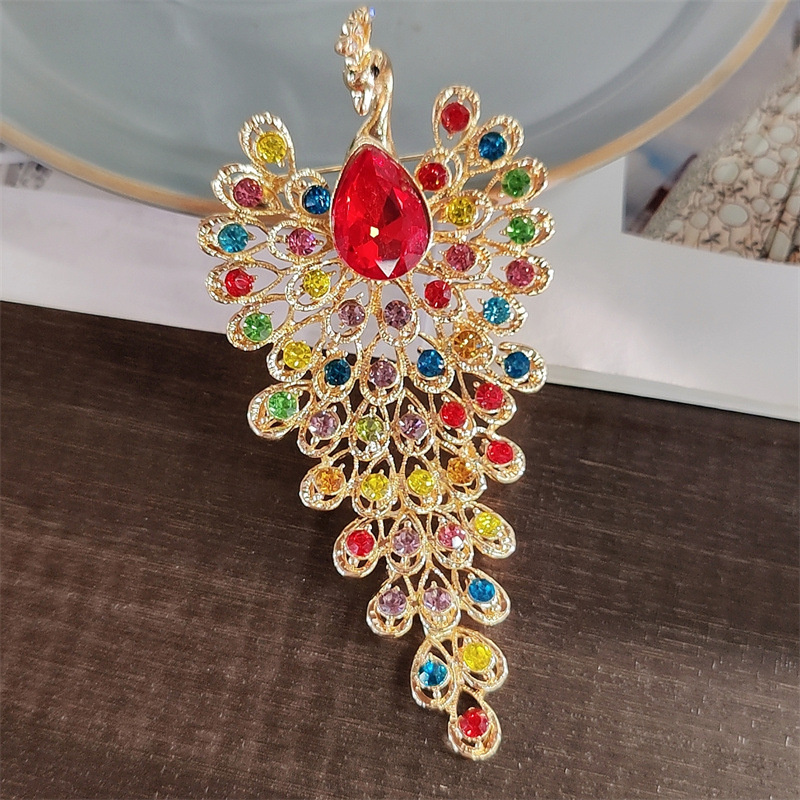 Retro Pin Peacock Alloy Plating Inlay Rhinestones Unisex Brooches display picture 9
