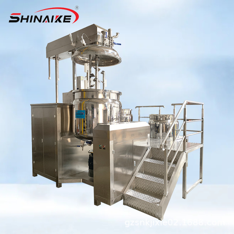 PLC操控500升液压升降高剪切真空均质乳化机油锅水锅乳化平台