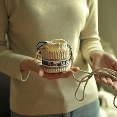 ディテン織りバッグ、小さなバケツ、小さなラウンドバケツバッグ、ミニクロスボディバッグ