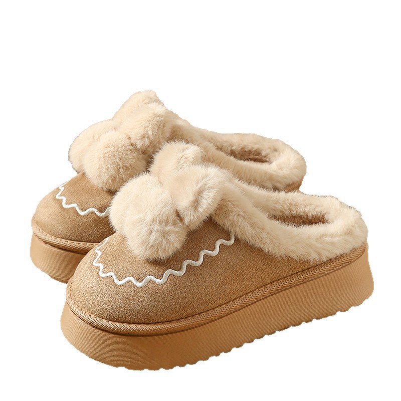 Sin impuestos) zapatillas de algodón mujeres de peluche invierno 2025 nuevo hogar calentamiento zapatillas de algodón niñas vestidas zapatillas de algodón mujeres