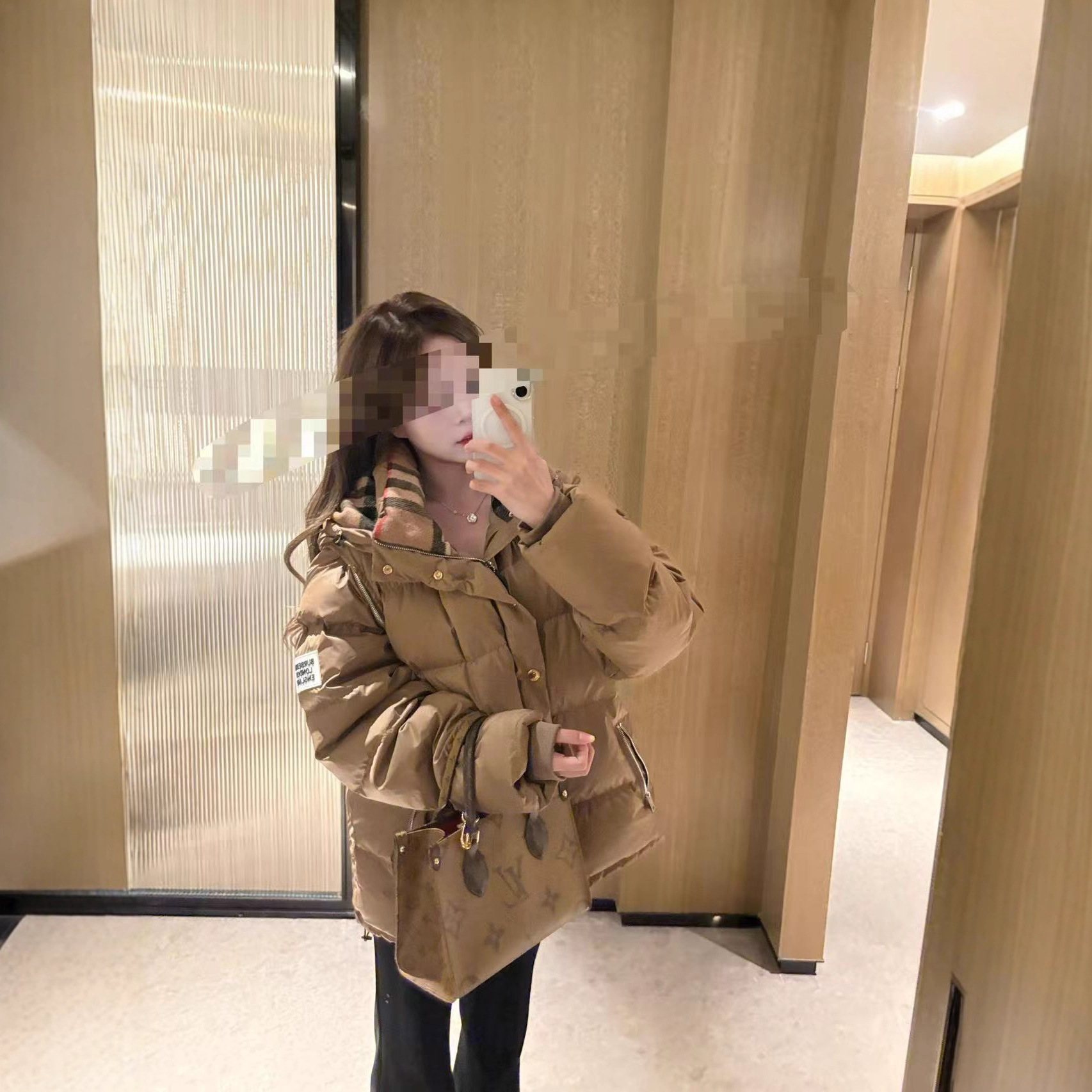 南油女装BBR咖色中长款羽绒服女冬季2025新款韩系好看高级感加厚