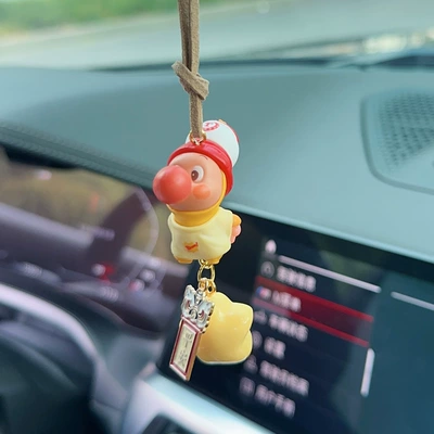 New Personalized Star Man Mini Car Pendant Cute Doll Car Hanging Safety Car Pendant Rearview Mirror for Women (Car hanging) - bubble-blowing-star-man