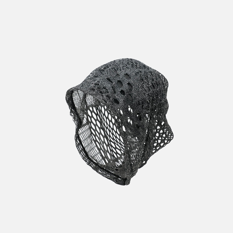 Niche Design Slouchy Beanie for Women, Spring and Summer Y2K Style, Hollow-Out Turban Hat, Pullover Retro Mesh Knit Hat