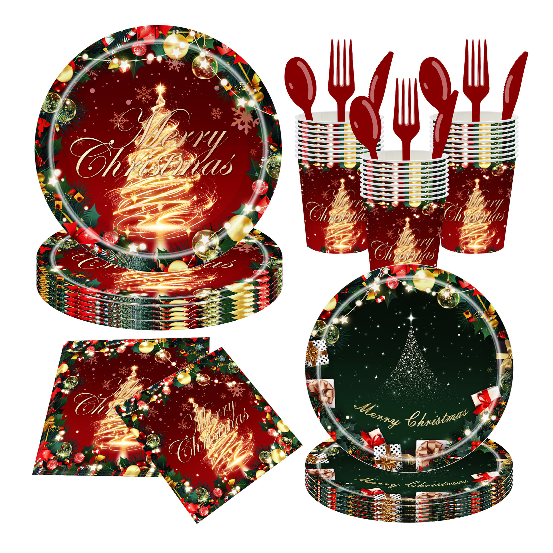 Nuevo producto transfronterizo Navidad árbol de Navidad juego de vajilla desechable suministros para fiestas plato de papel desechable