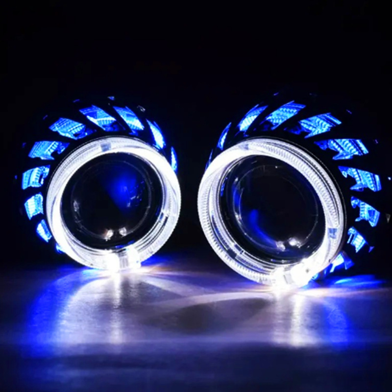 Nuevo ojo de ángel doble de 2,5 pulgadas Hot Wheel Funda de una pieza Ojo del diablo redondo HID Lente bifocal Universal