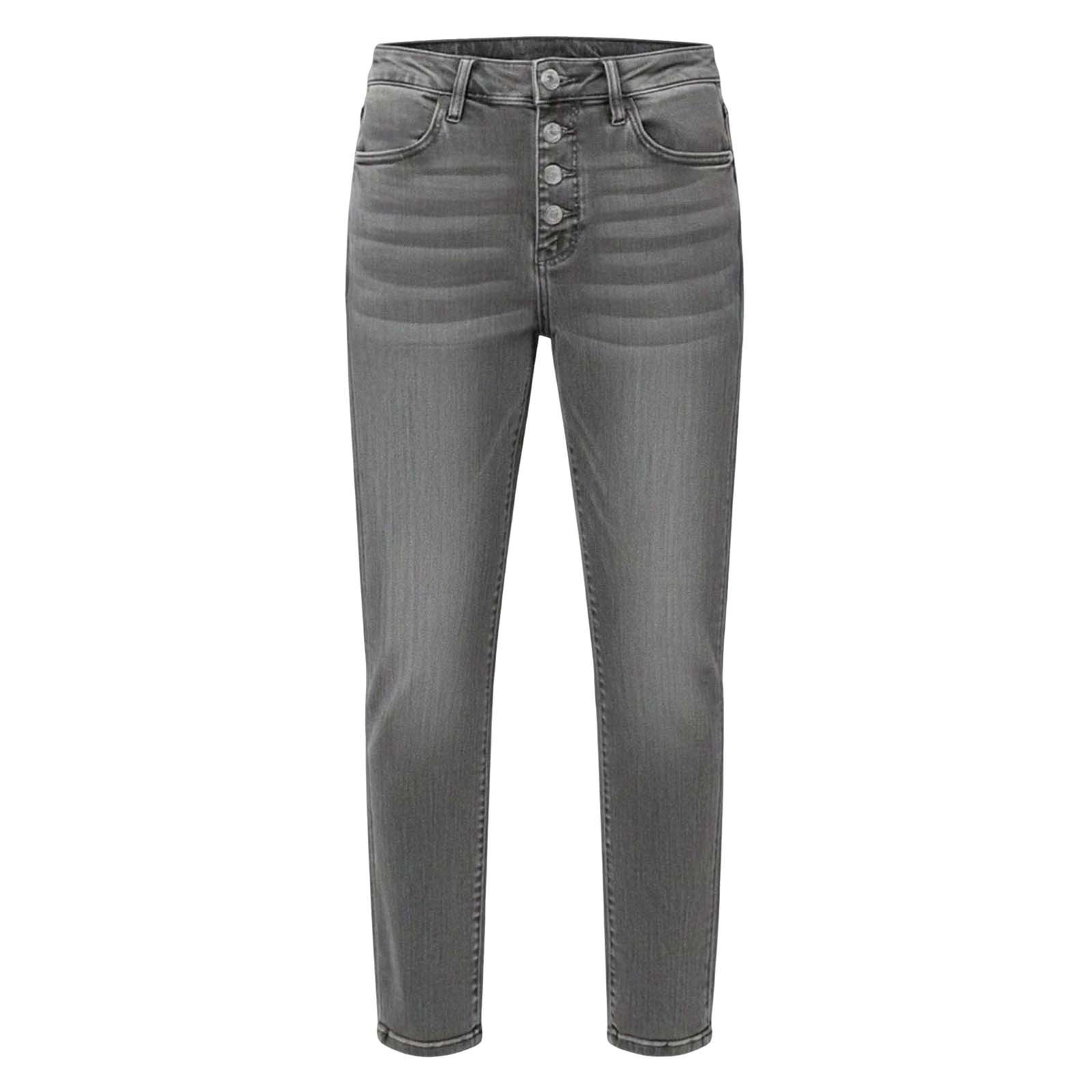 Jeans Rectos de Tiro Alto para Mujer, Mezclilla de Algodón, Sin Elasticidad, para Uso Casual