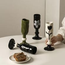 高颜值酒杯可爱手绘创意陶瓷高脚杯小众马克杯女生杯子伴手水杯