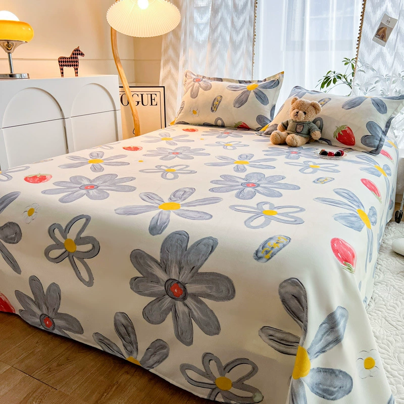 Летняя простыня, цельная покупка, двуспальная односпальная простыня для общежития для сна обнаженным, простой студенческий комплект постельного белья из трех предметов.