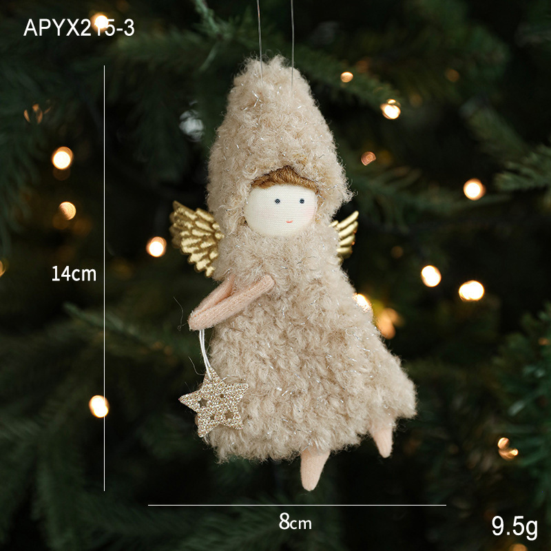 新しいクリスマス装飾ぬいぐるみ女の子人形ペンダントクリエイティブ鹿の角天使ペンダントクリスマスツリーペンダントアクセサリー|undefined