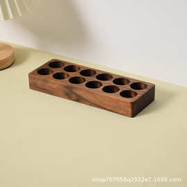 跨境木质精油架桌面分孔原木桌面收纳架精油收纳底座桌面整理架