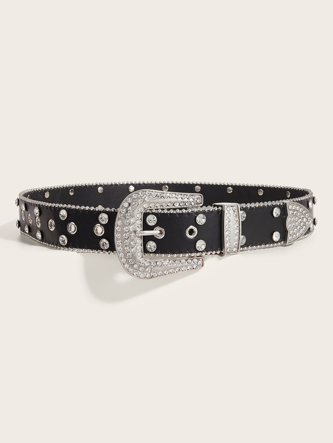 European And American Cross-Border Rhinestone Belt For Men, Inlaid With Sparkling Rhinestones, Hip-Hop Punk Style,_voghion.com