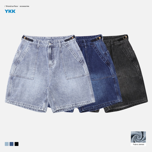 TRS Men's Clothing | 25SS Japanese Retro Washed and Distressed Hand Scuffed Monkey Workwear Pocket Six-Pocket Denim Short