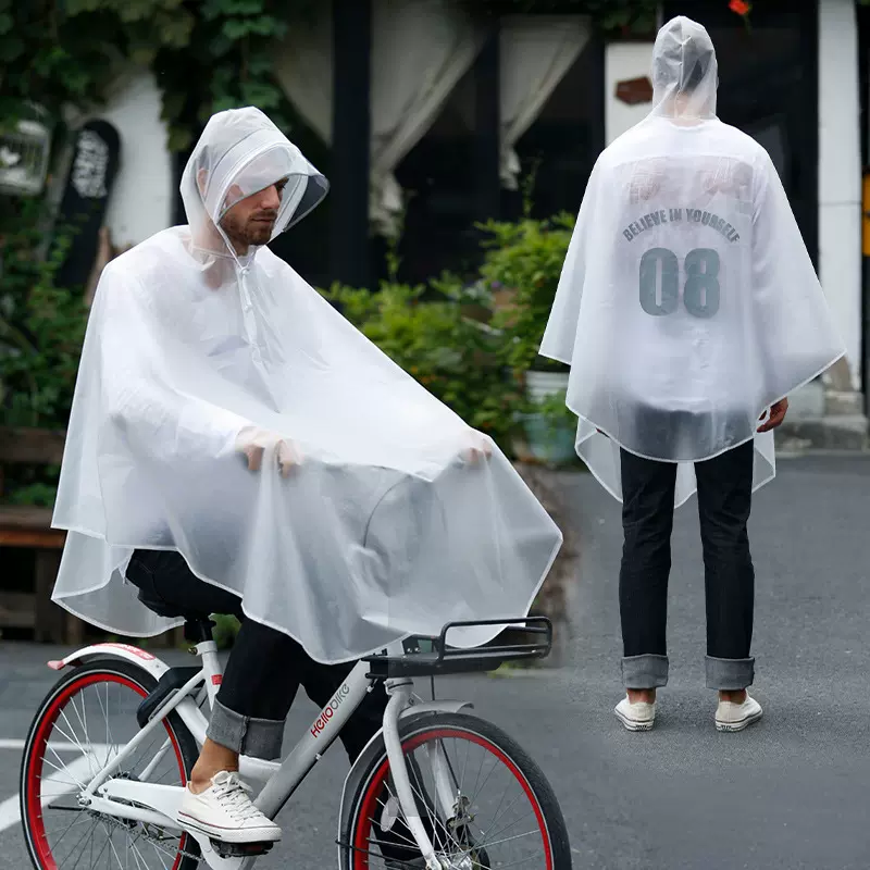 跨境热卖户外骑行雨披反光大帽檐雨披男女学生山地车自行车雨披