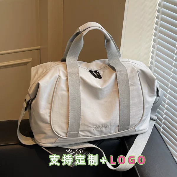 Fitness Bag with Logo Printed on It, Portable Cross-Body Travel Bag with Wet and Dry Separation, Expandable Large-Capacity Short-Distance Travel Storage Bag