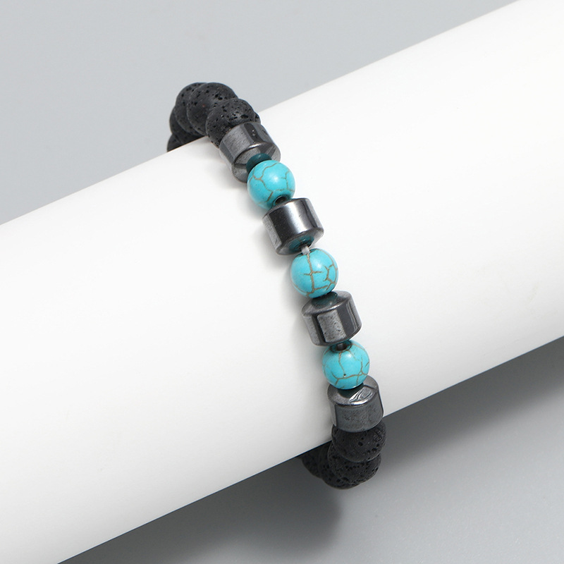 wholesale jewelry retro volcanic stone turquoise beaded bracelet nihaojewelry