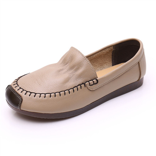 Cowhide comfortable soft sole mother's shoes single shoes women's shoes large size wide version running volume women's shoes 2128
