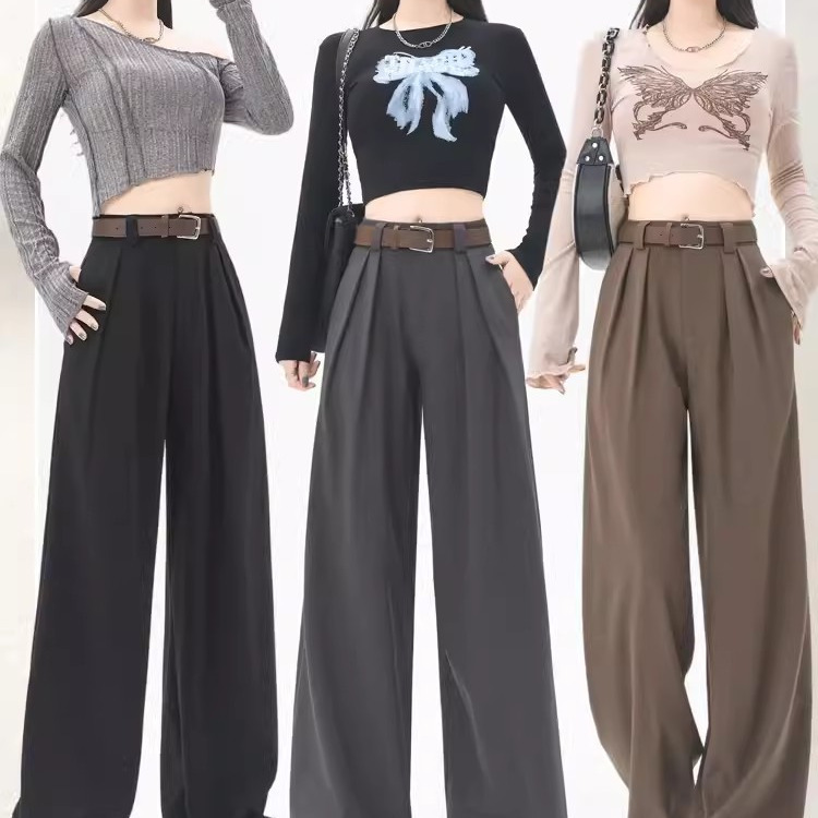 女性用の高級グレースーツパンツ、新しいパンツ、大きいサイズ、太いmm、スリム、ルーズ、ドレープ、狭いワイドレッグパンツ|undefined