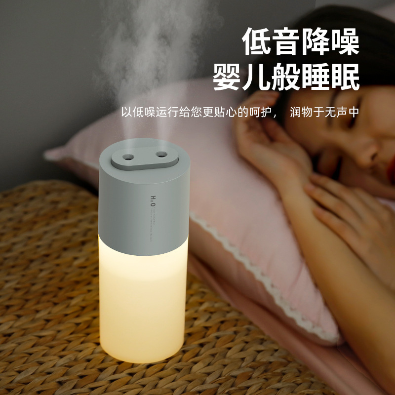 新型ダブルスプレー加湿器 大霧量 充電式 ポータブル 家庭用 USB給水 ナイトライト付き 車載加湿器|undefined