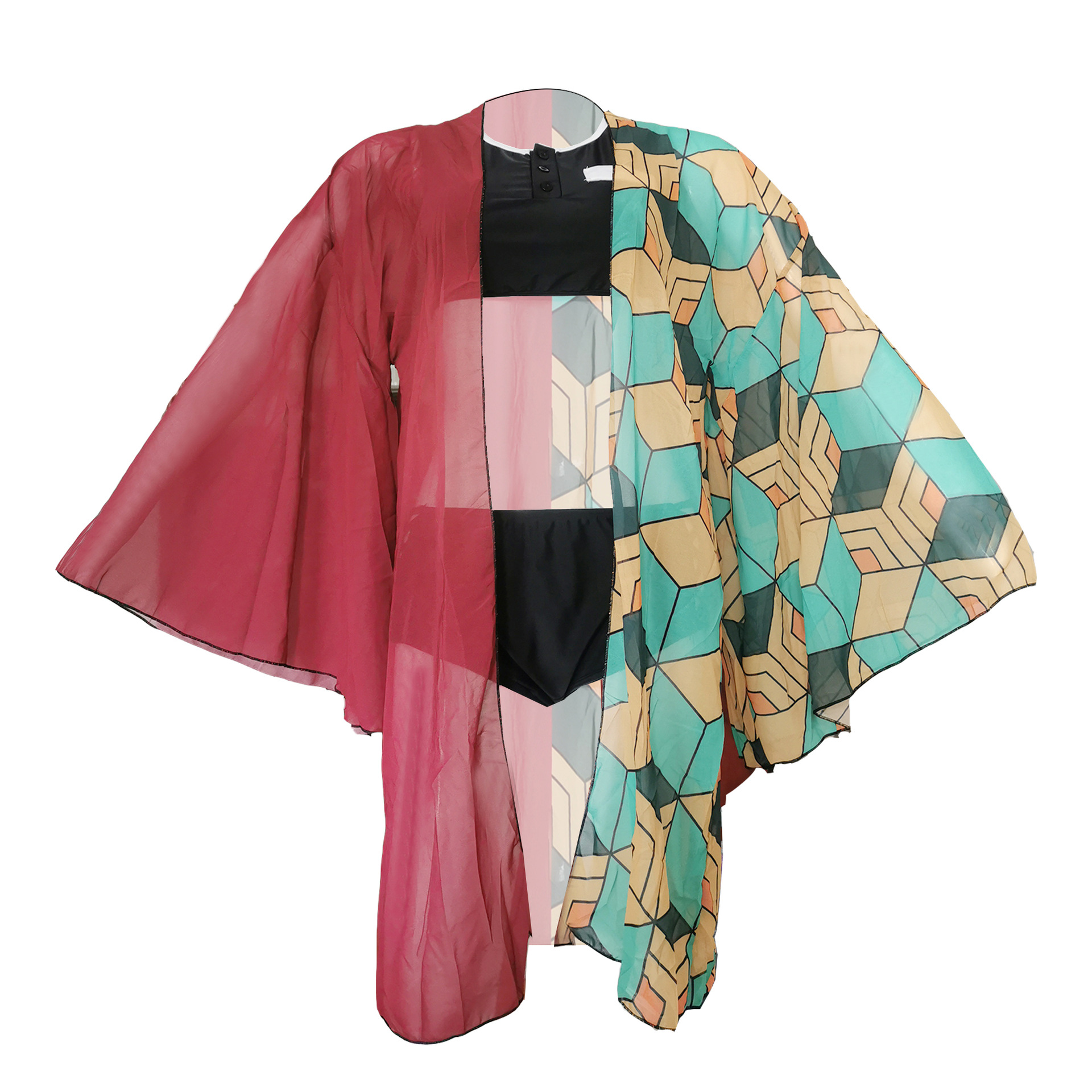 特价动漫周边泳衣三件套莱卡 灶门炭治郎 蝴蝶忍雪纺数码印花全套