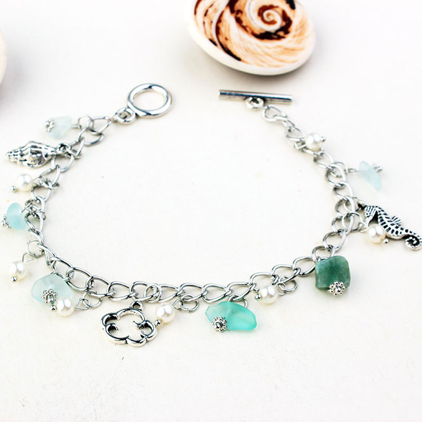 Sapphire ankle bracelet pearl for yoga